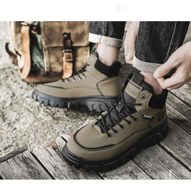 Efterår High Top Martin Herre Arbejdssko Trendy Og Alsidige Tykke Såler Britiske Støvler Korte Vandrestøvler_voghion.com