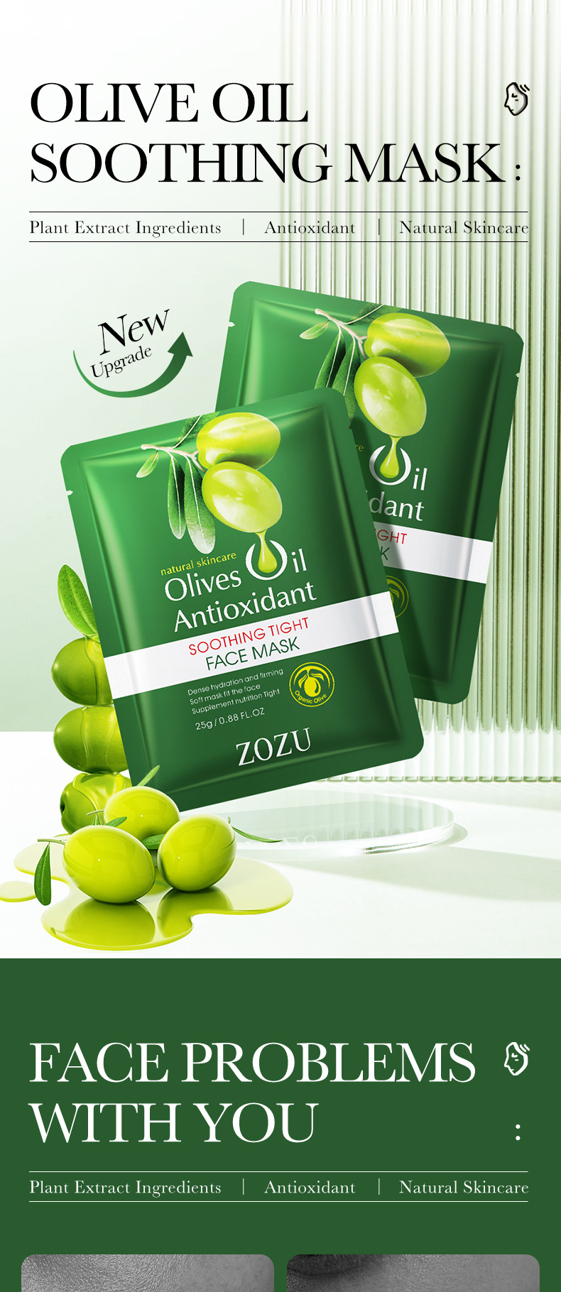 All English ZOZU Maschera Viso Lenitiva e Rassodante all'Olio d'Oliva Maschera Viso Idratante_voghion.com