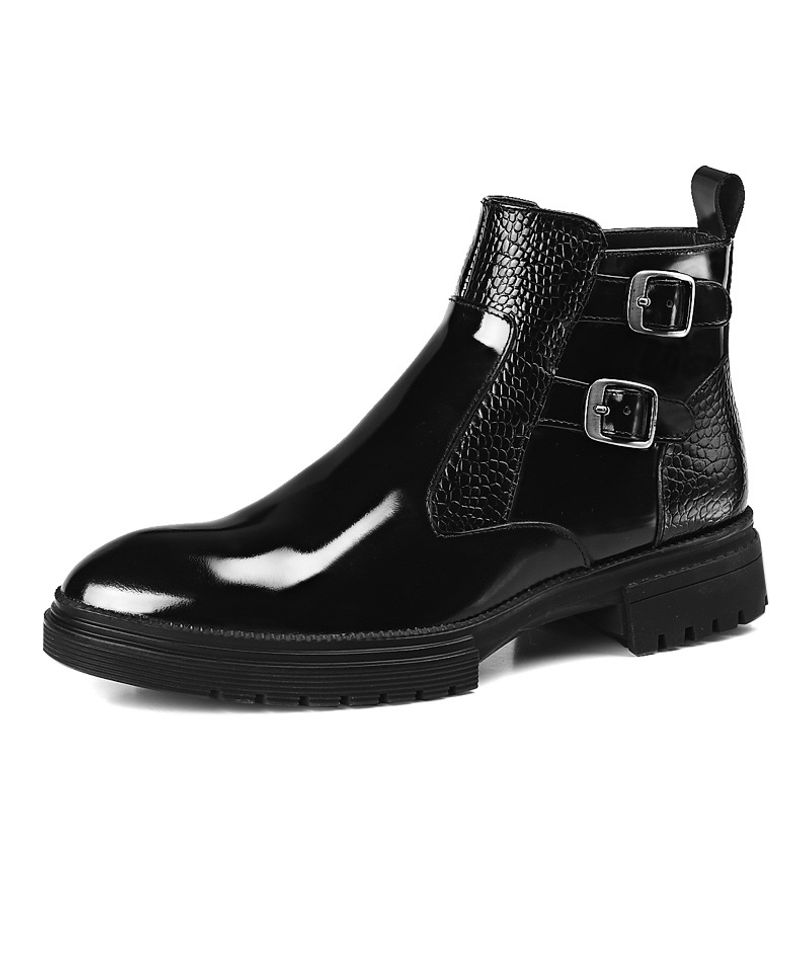 Men’s Shoes leather men's short thick soled big head round boots_voghion.com