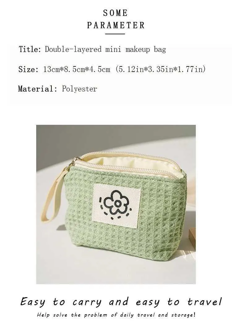 Mini-Make-up-Geldbörse für Damen in Matcha-Grün, tragbar, für Pendler, Lippenstift, Kopfhörer, Aufbewahrungstasche, doppelte Canvas-Kette, Schlüsselbox_voghion.com