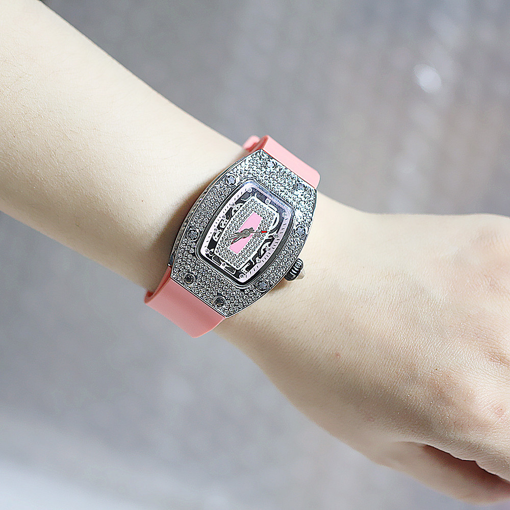 Riicht Moudetrend Nei Damen Wäin Eemer Mikro Nuecht Glühende Voll Diamant Silikonband Waasserdicht Quartz Auer_voghion.com
