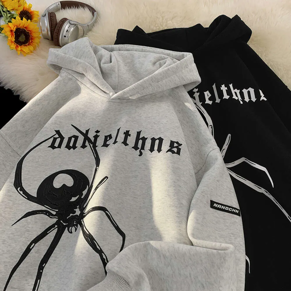 Autunno Nuovo Uomo H Iphop Felpa Con Cappuccio Hip Hop Streetwear Ragno Modello Con Cappuccio Pullover Coreano Street Vintage Uomo Donna Felpe Con Cappuccio_voghion.com