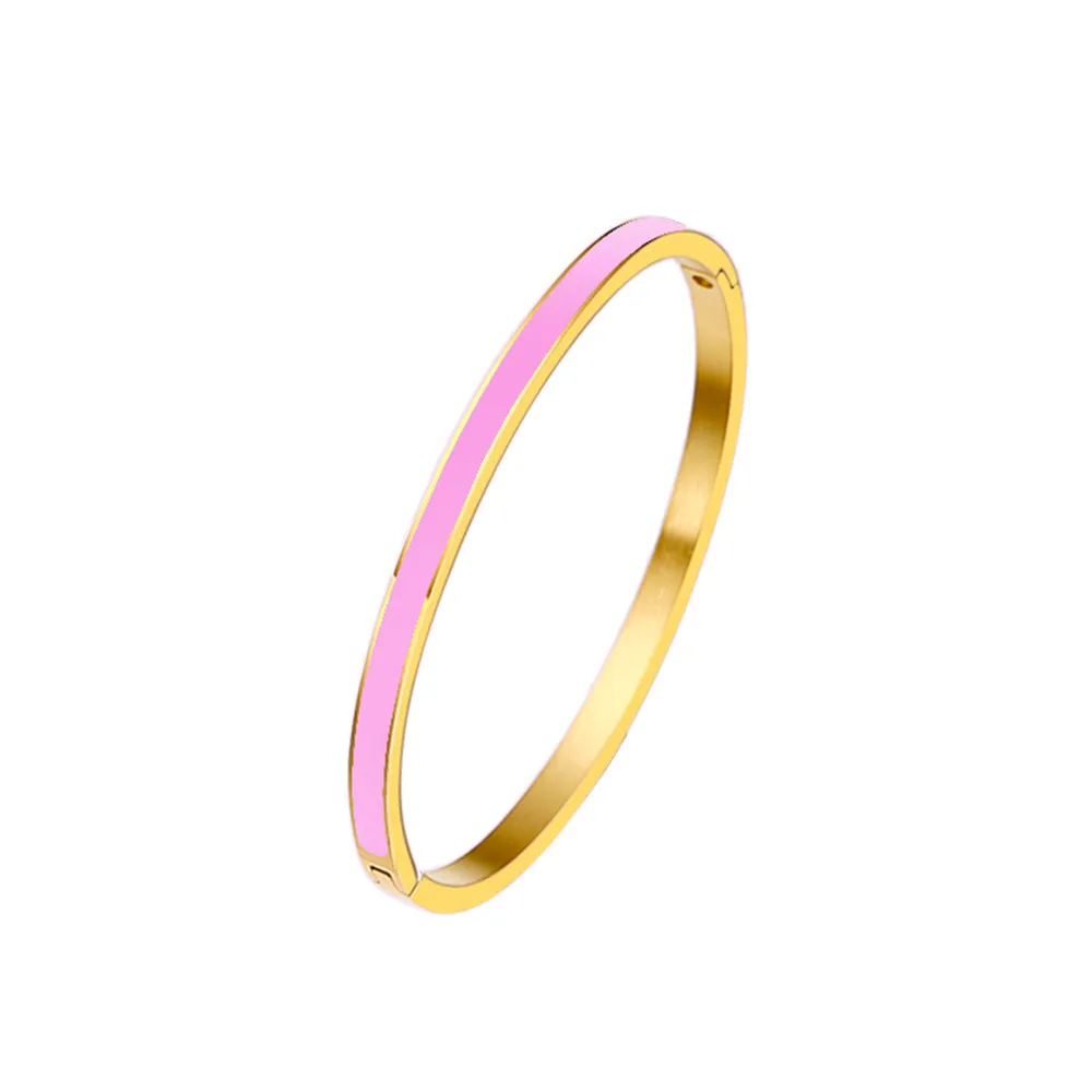 Titanium Steel Enamel Bangle Gold Plated Designer Bracelet For Women_voghion.com