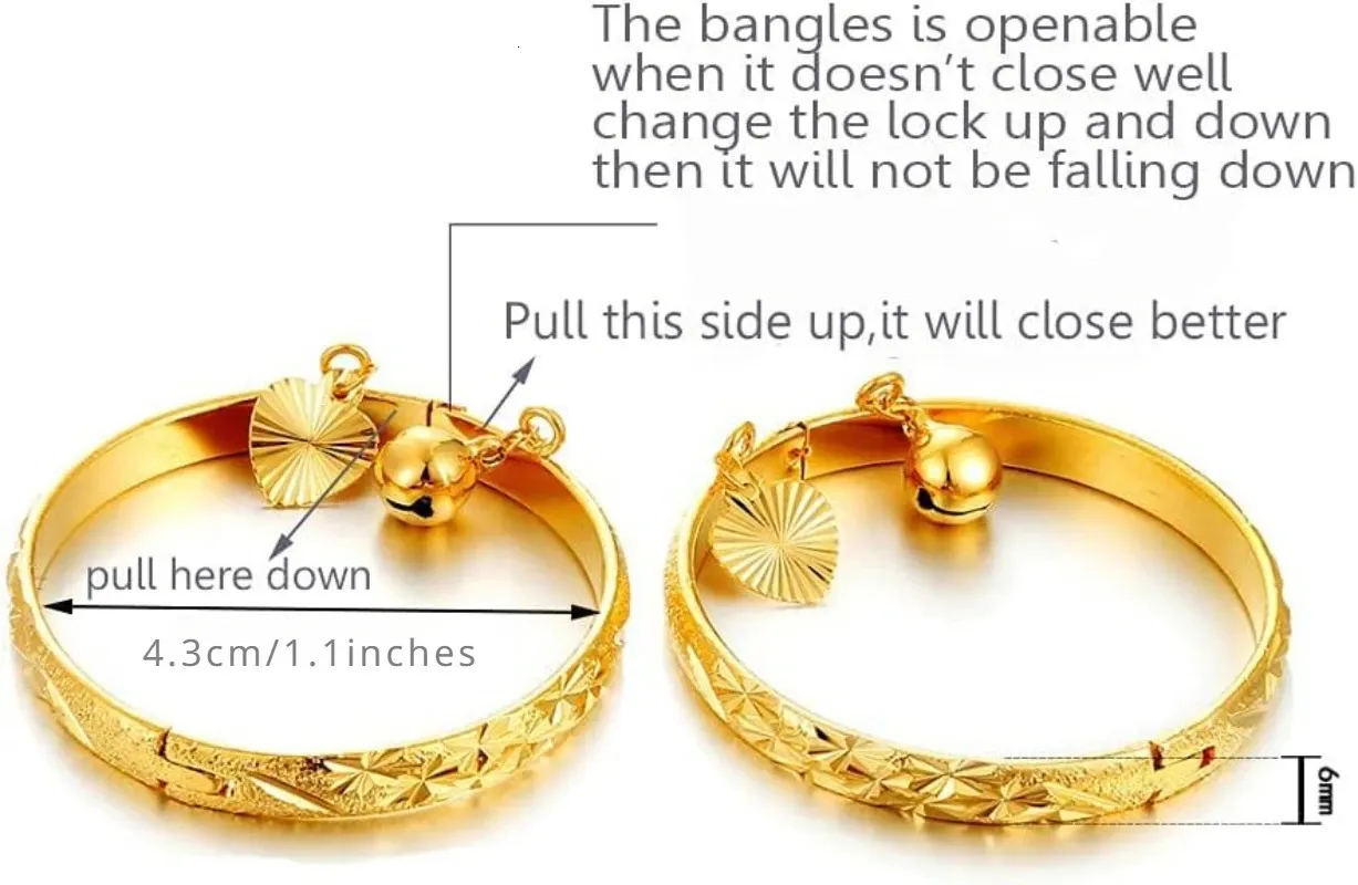 Cadeaux d'anniversaire pour bébés garçons filles Plaqué or Bébés aux tout-petits Petits bracelets Bracelet Étoiles Cloches Coeur Bijoux 240507_voghion.com