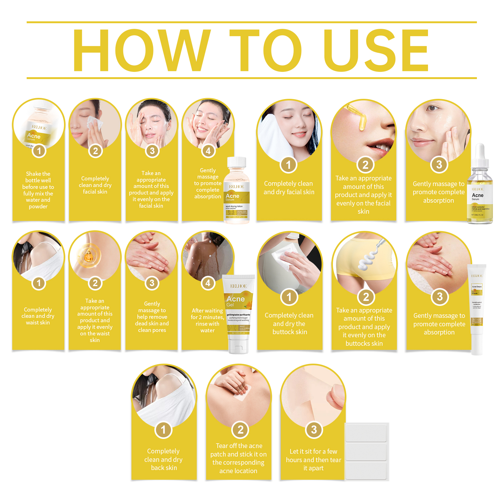 EELHOE Acne Skin Care Set Skin Care For Acne Skin Is Suitable For Moisturizing And Beautify Soft Skin_voghion.com