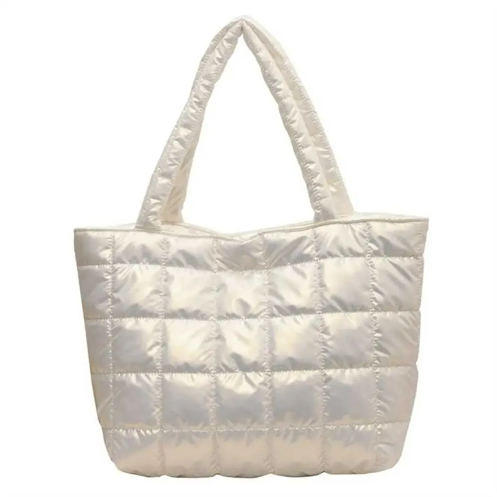 Quilted Puffy Tote Bag For Women Large Capacity Padded Shoulder_voghion.com