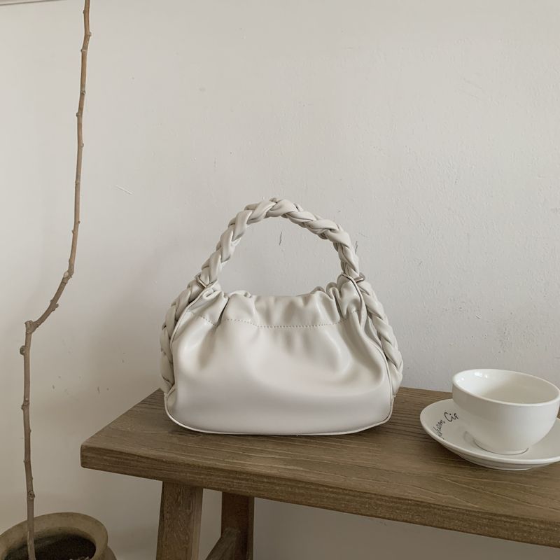 Start up Fashion Trend: Handgewebte Tasche mit einer Schulter, einfarbig, vielseitige Plissee-Tasche, lässig, stylisch,_voghion.com