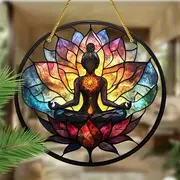 Lotus Meditation Suncatcher - 8" Stained Acrylic Mandala. Serene Decor For Yoga Space Or As A Spiritual Gift._voghion.com