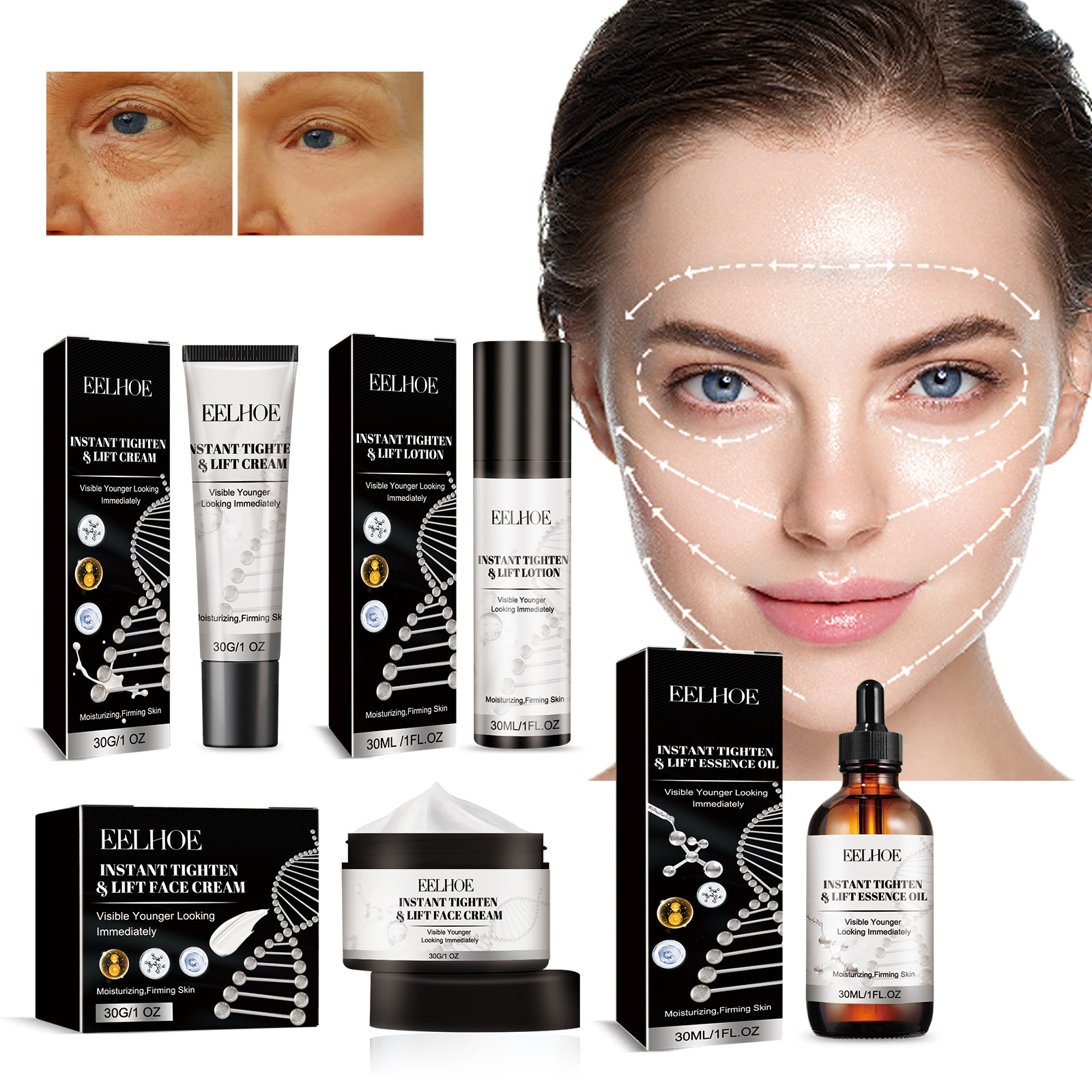 EELHOE Serie viso rassodante e lifting istantaneo Lifting e rassodante Emulsione crema viso antirughe e antietà_voghion.com
