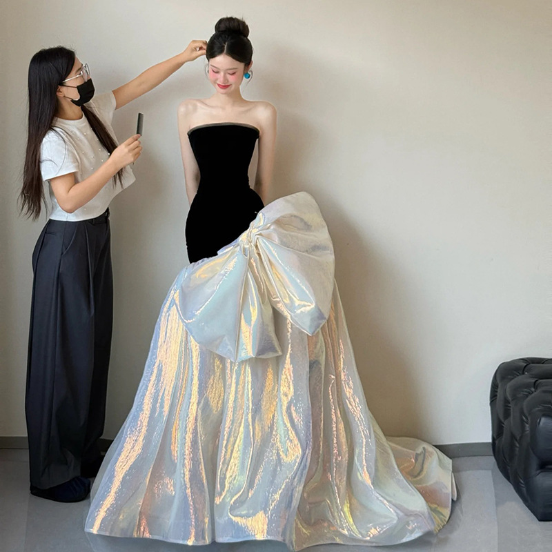 Black Evening For Women 2025 New High-End Luxury Niche Wedding Adult Princess Engagement Toast Dress