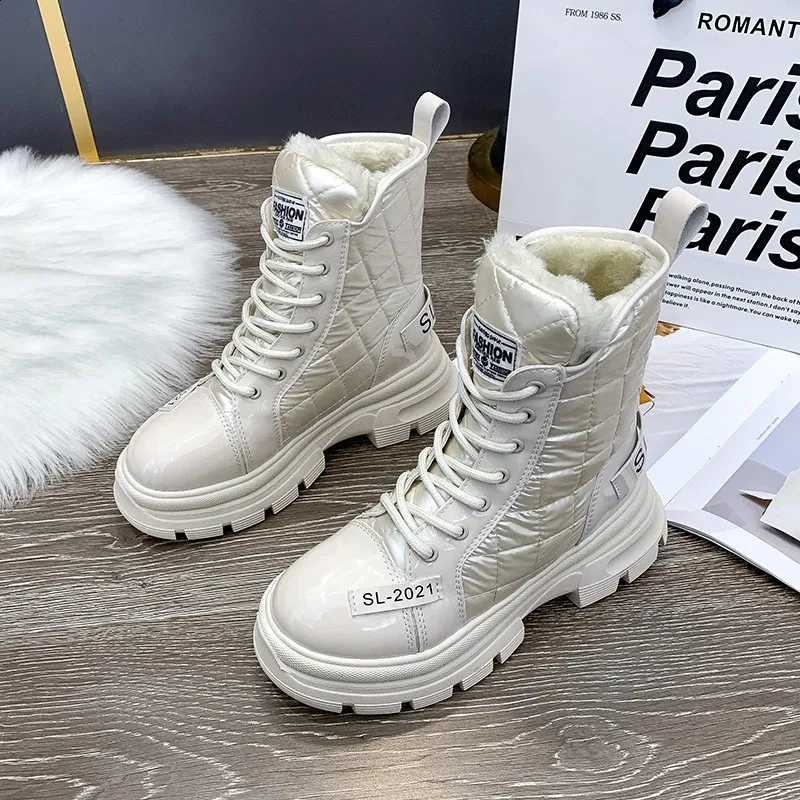 Snow Platform Warm Ankle Boots For Women Waterproof Fur Lined_voghion.com