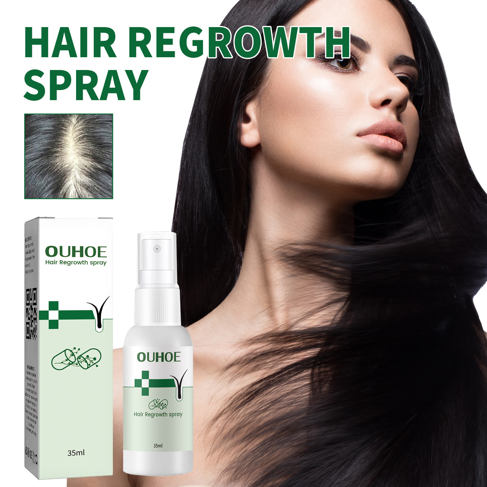 OUHOE Growth Repairs Follikelskada Torrt hårigt hår Tjockt spray mot håravfall_voghion.com