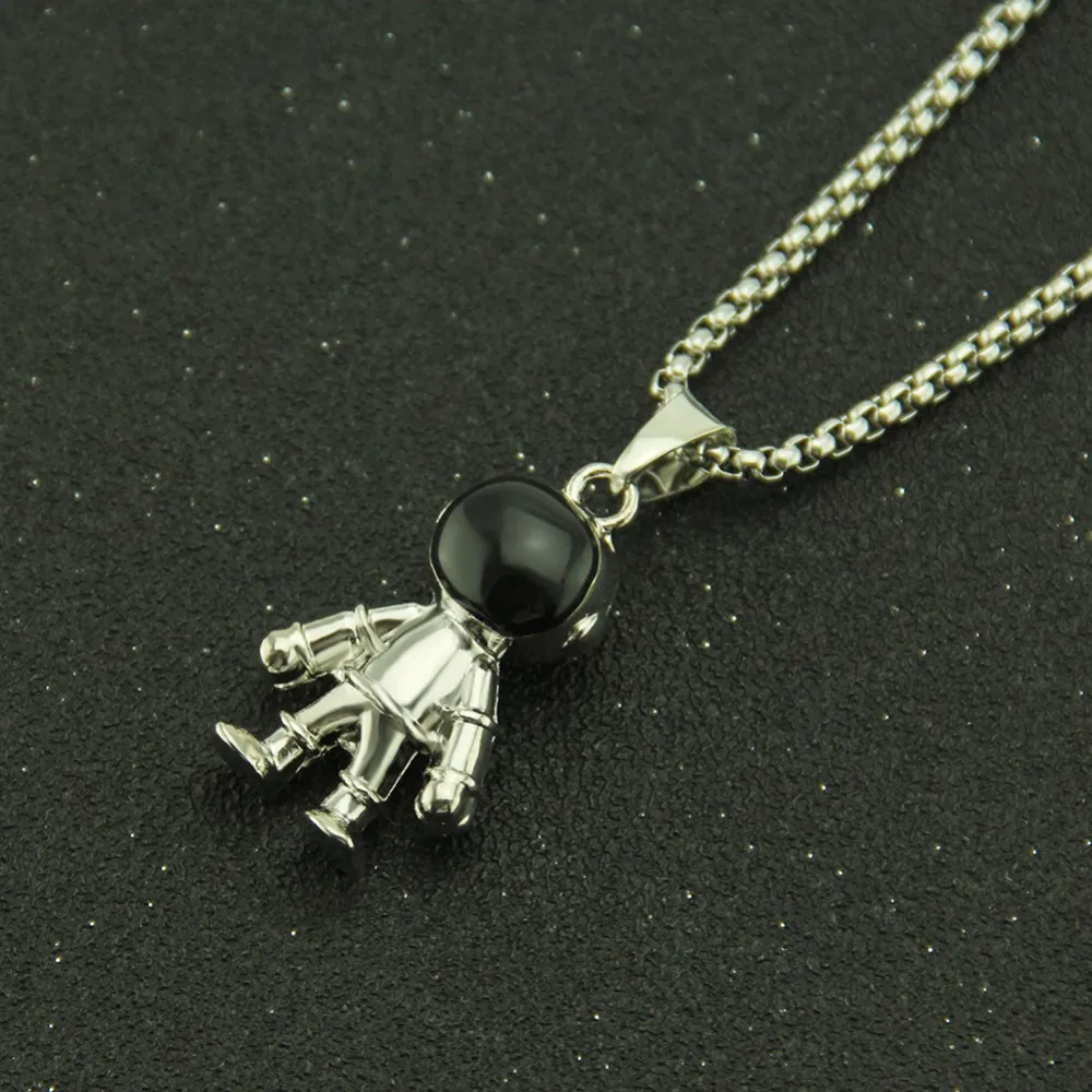 Colliers pendentifs Hip Hop Space Astronaut Pendentifs Collier pour hommes Rappeur Bijoux Cadeaux Or Argent Couleur Goutte_voghion.com