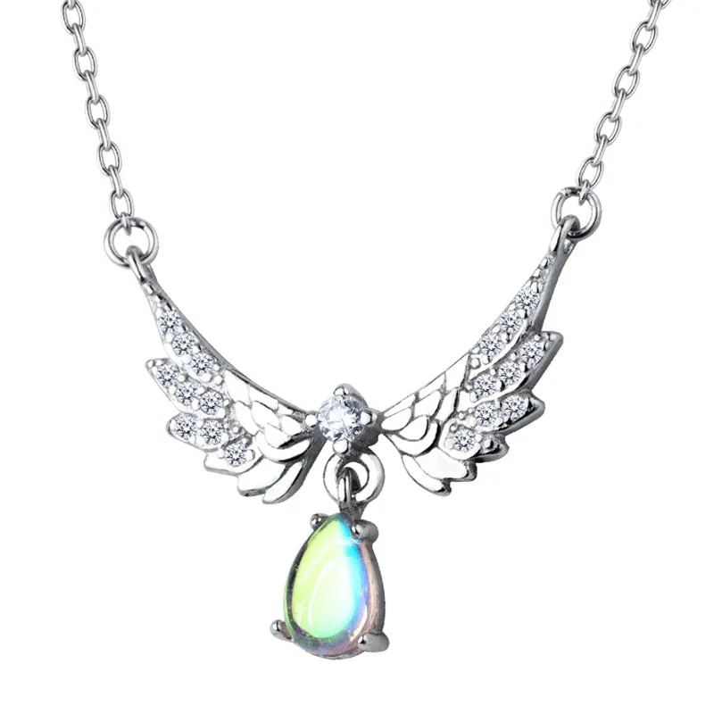 Collane con ciondolo Squisito e semplice Angelo Ala Moda Elegante Donna Goccia d'acqua a forma di Zircone Collana Ciondolo coda_voghion.com