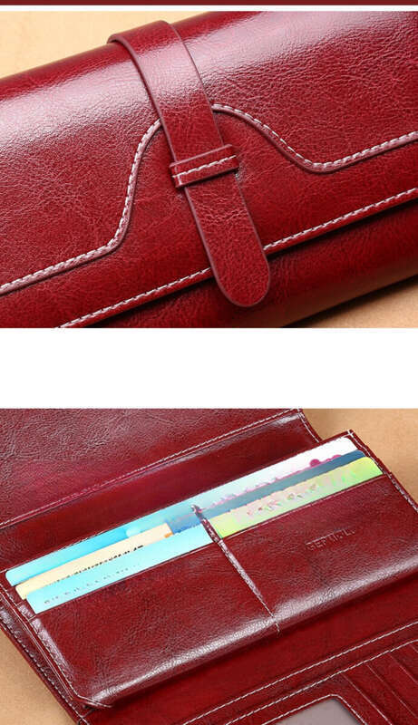 Handtasche aus echtem Leder, lange Damenbrieftasche, multifunktionales Mobiltelefon mit großem Fassungsvermögen._voghion.com