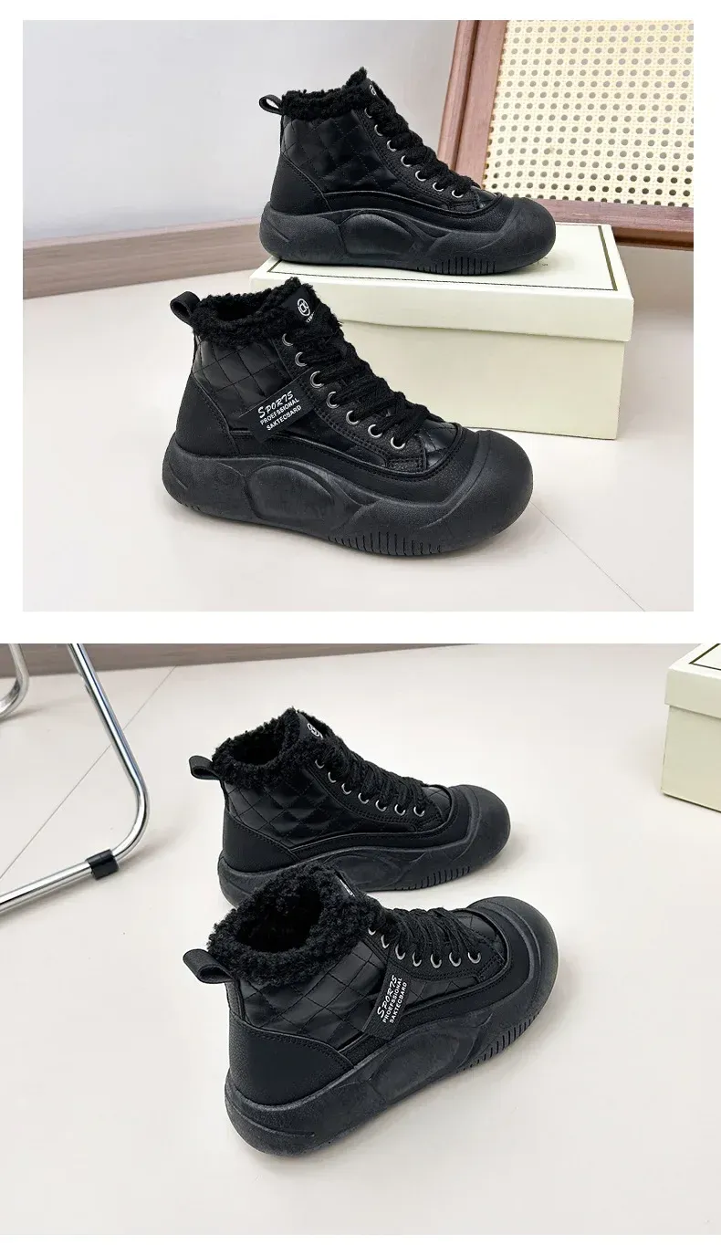 Botines mujer forrados de pelo botas invierno deportivas plataforma_voghion.com