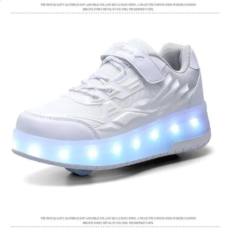 Roller Skate Αγόρια Κορίτσια Φώτα που αναβοσβήνουν Παπούτσια με ρολό με δύο τροχούς Led Light φωτεινά αθλητικά παπούτσια εξωτερικού χώρου Casual Παιδικά_voghion.com