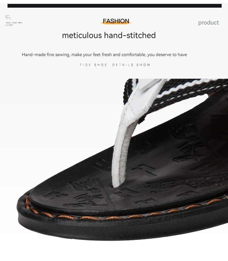 Summer fashion casual sandals leather beach shoes, clip on men's anti slip and trendy slippers, herringbone slippers_voghion.com
