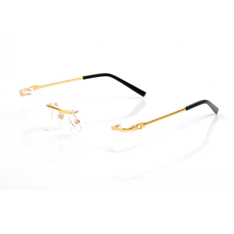 sunglasses Eyeglasses Frames MenNew Fashion Men Optical Frame Glasses Rimless Gold Metal Buffalo Horn Eyewear Clear_voghion.com