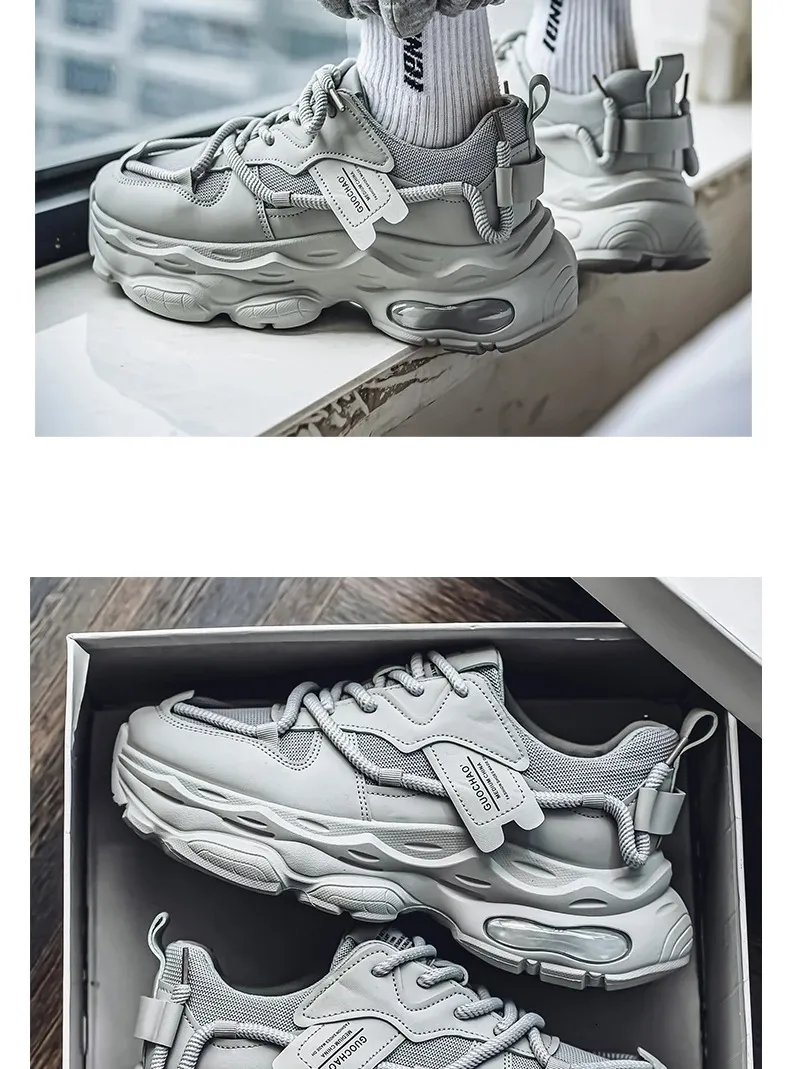 Chunky Platform Running Shoes For Men Anti Slip Breathable Casual_voghion.com