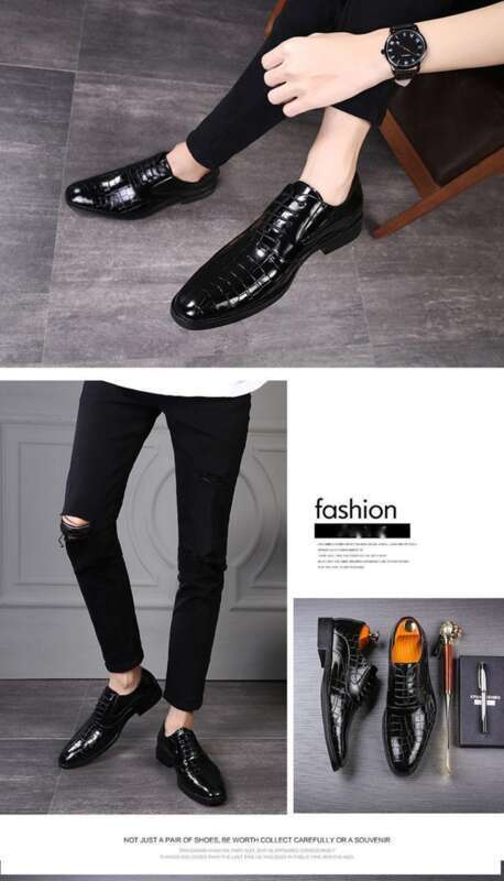 Pointed Leather Large With Crocodile Pattern For Business And Leisure, Photography, Men's Wedding Shoes, Nightclub Leisure, Photography, Shoes,_voghion.com