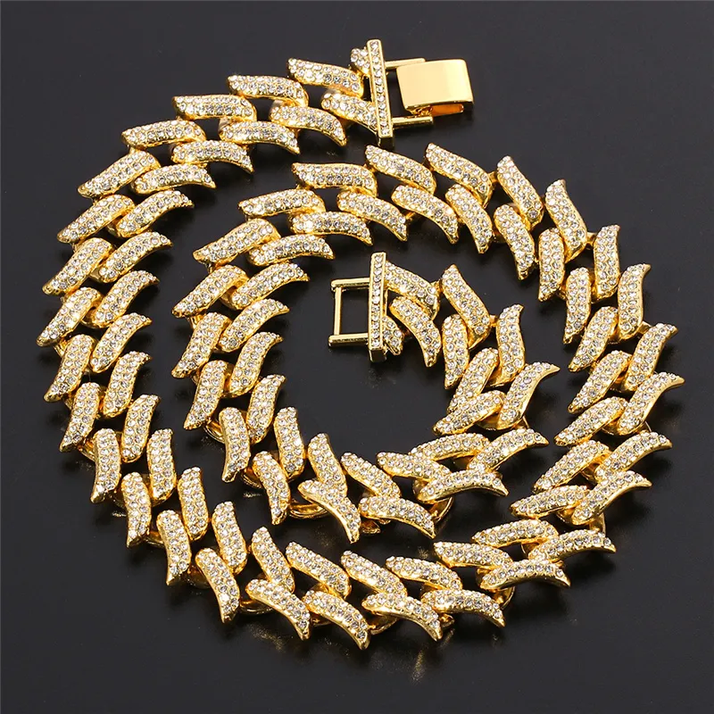 Collier chaîne cubaine Hip Hop pour hommes et femmes, avec strass, breloque rock, couleur or et argent, ras du cou_voghion.com