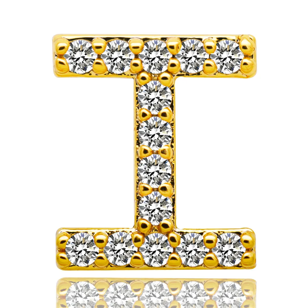 & Oro bianco ghiacciato A-Z Lettera personalizzata Grillz Full Dia fai da te Fang Grills Dente inferiore Cap Hip Hop Dentale Bocca Denti_voghion.com