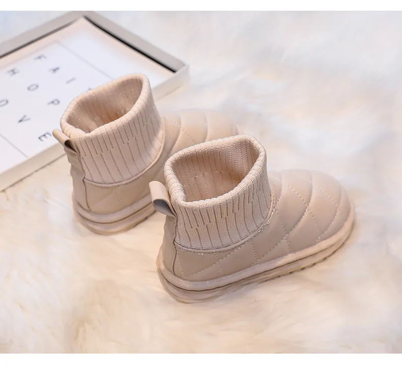 Barnsockor Snö Flickor Korta Ankelstövlar Barn Söta Sömnad Höst Vinter Varma Bomullsplyschskor För Pojkar Unisex PU_voghion.com