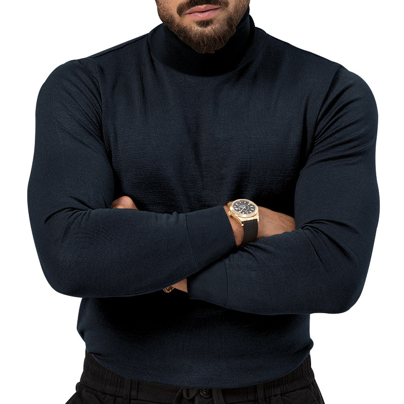 Underla camiseta de manga comprida para homens outono e inverno nova marca de moda jovem versátil simples gola alta_voghion.com