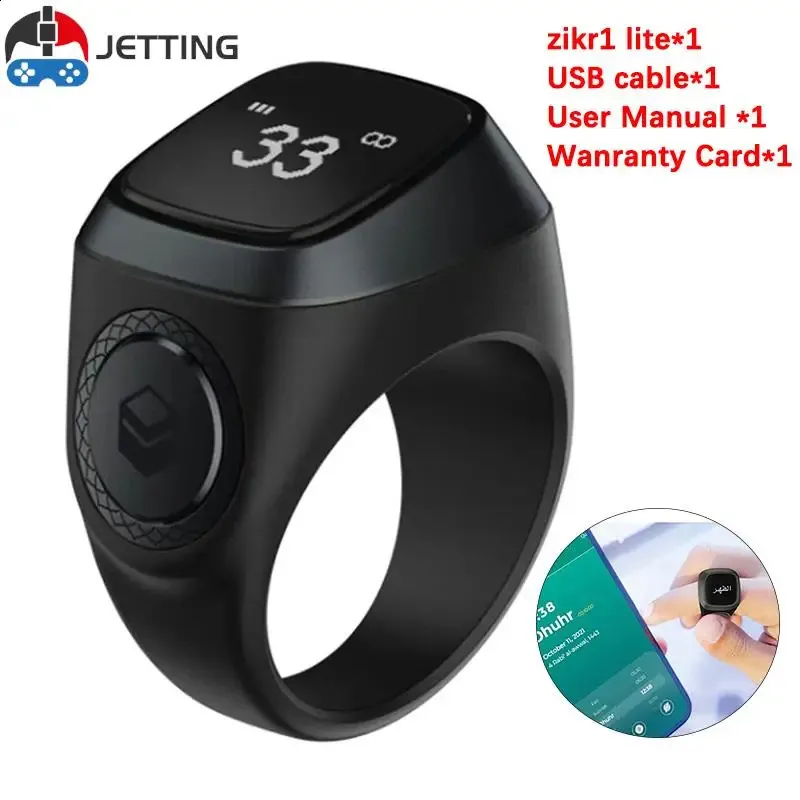 1 pz Tasbih Tally Counter Ring per musulmani Zikr Digital Tasbeeh 5 Promemoria tempo di preghiera Bluetooth Smart Wear 240730_voghion.com