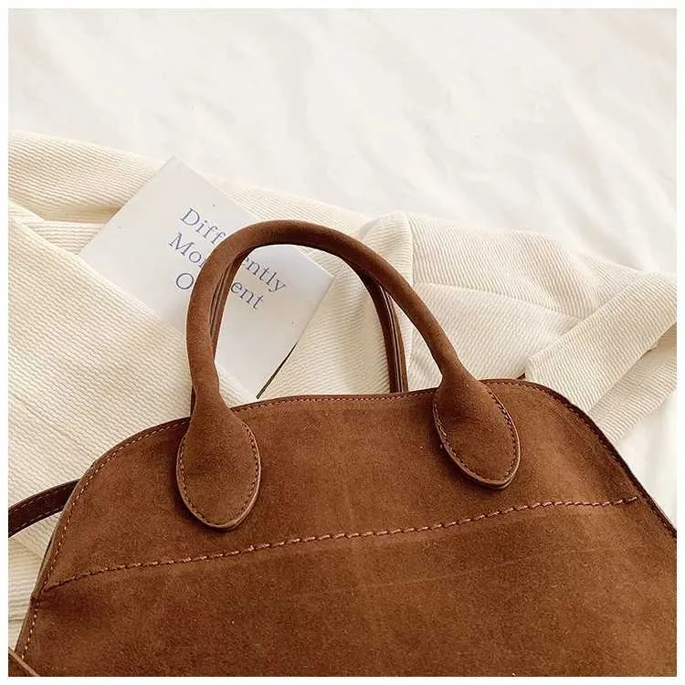 Designer Retro Suede Shoulder Bag Large Capacity Handbag Fashion_voghion.com
