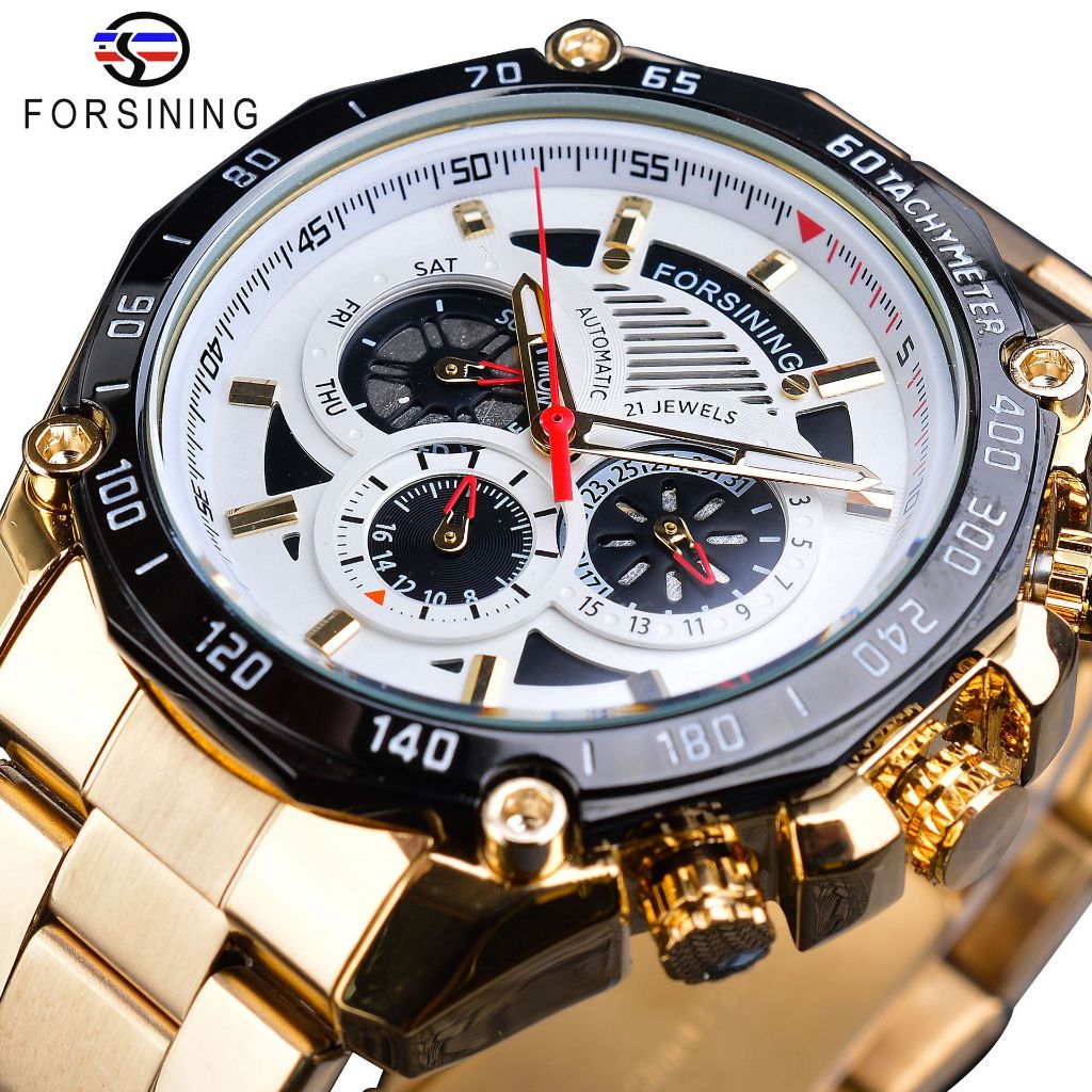 Forsining Originale Herreure Mandlige Luksus Automatisk Mekanisk Ur Herre Vandtæt Full Steel Business Watch_voghion.com