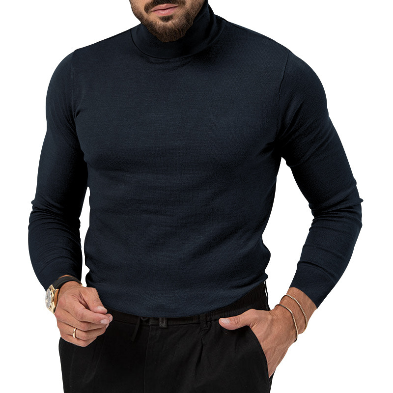 Underla camiseta de manga comprida para homens outono e inverno nova marca de moda jovem versátil simples gola alta_voghion.com