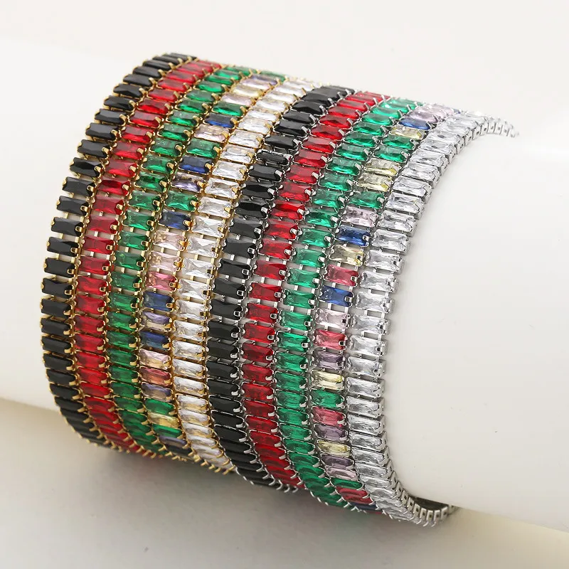 Exquisite Zircon Link Bracelet In Gold Stainless Steel Finish_voghion.com