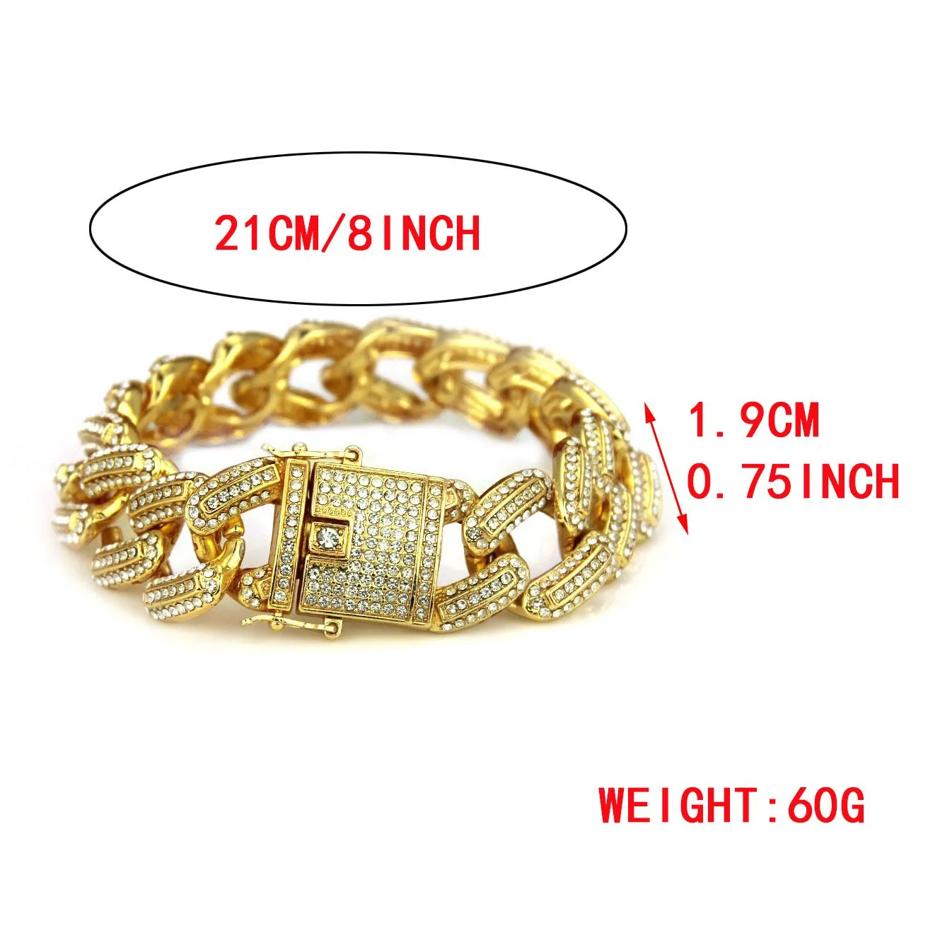 Neu Personalisierte Bling Diamant Herren Gold Cuban Link Kette Armband Hip Hop Rapper Ketten Schmuck Weihnachtsgeschenke Männer_voghion.com