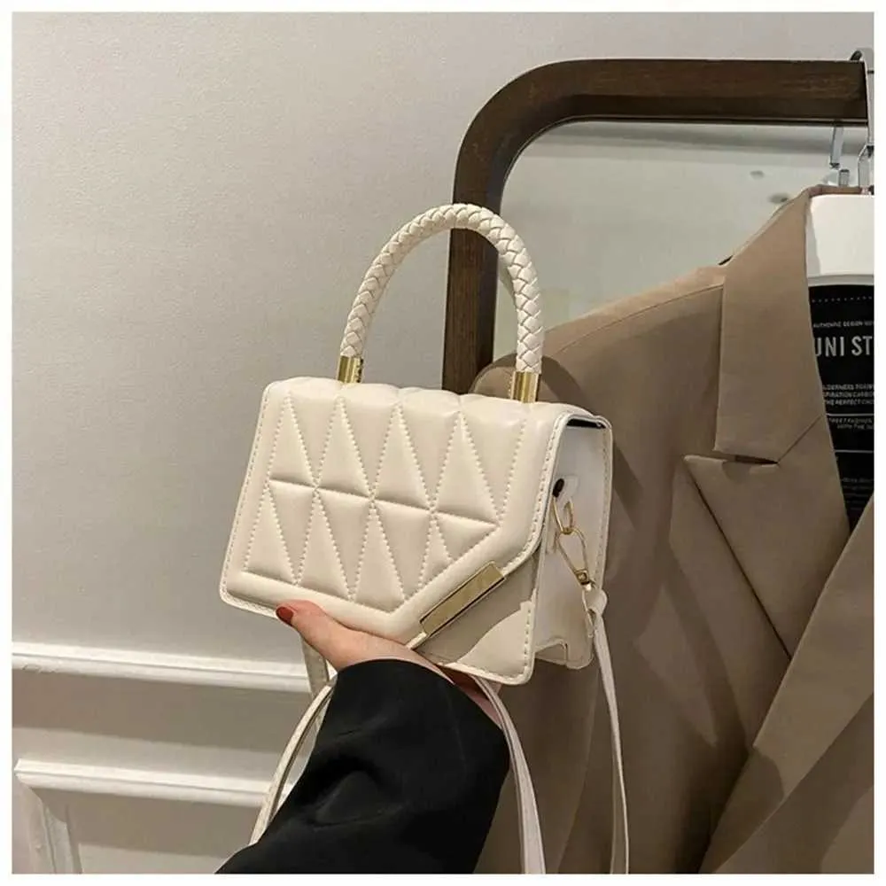 Mode PU Leder Plaid Messenger Schulter Tasche Damen Einfarbig Handtaschen Freizeit Stilvolle Umhängetaschen Für_voghion.com