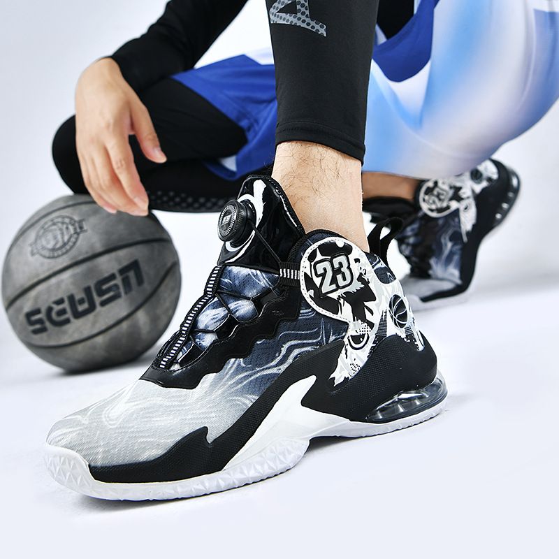 Neue High-Top-Basketballschuhe Herren aus Mesh-Gewebe, atmungsaktive Sportschuhe, rutschfeste Drehknopfschuhe für_voghion.com