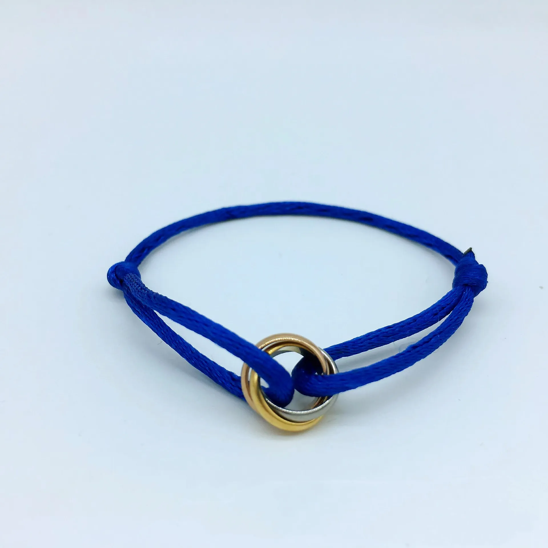 New fashion hot stainless steel designer 3-Ring Metal Buckle Ribbon Lace Chain Multi Color Adjustable Size bracelet_voghion.com