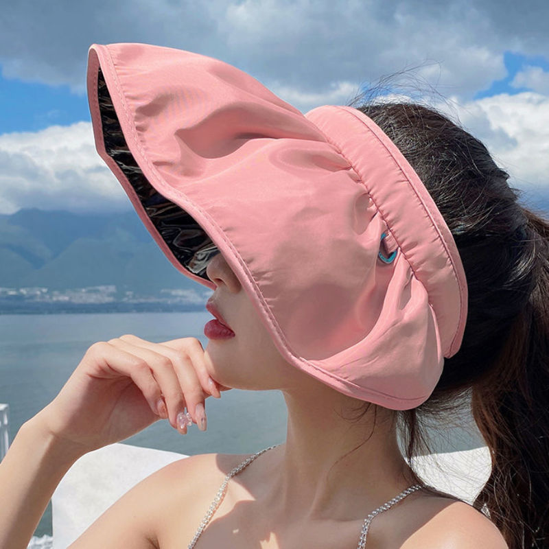Vinyl Shell Hat Dual Purpose Headband Sun Hat Women Sun Protection Ultraviolet Empty Top Outdoor Internet Celebrity Sun Hat Summer_voghion.com