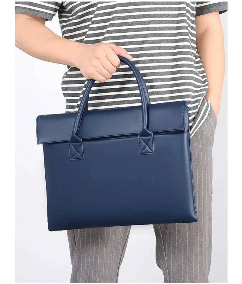 Cartella da donna Borsa esecutiva in pelle PU Borsa da ufficio Lavoro d'affari Pendolarismo Riunione Borsa semplice e resistente per uomo 14 pollici_voghion.com