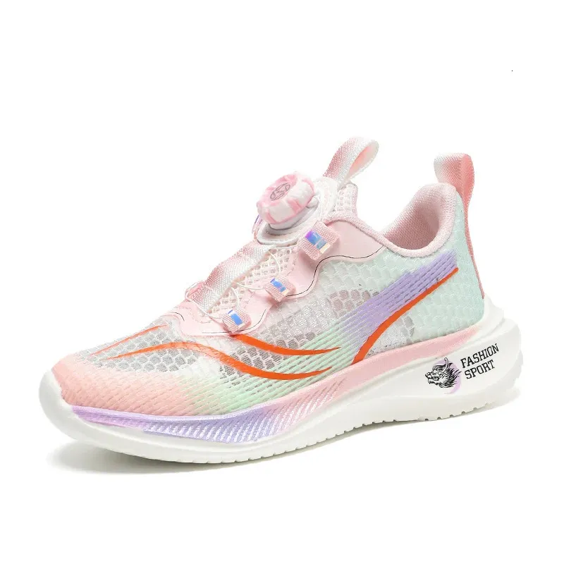 Childrens Rotating Button Running Shoes Breathable Sports Sneakers_voghion.com