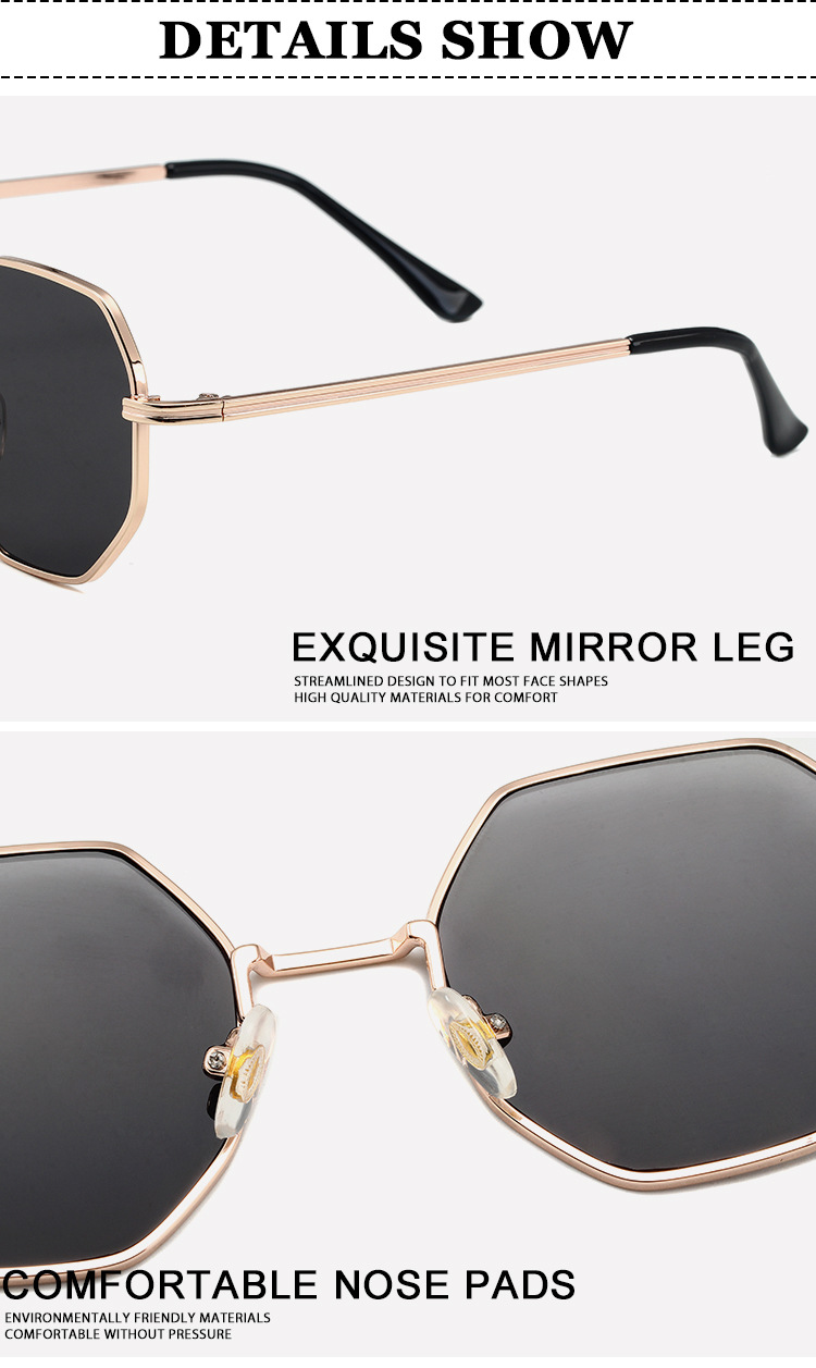 Retro Small Frame Sunglasses - Men & Women's Trendy Metal Octagonal Glasses (Street Style, Round Face Fit - S2086)_voghion.com