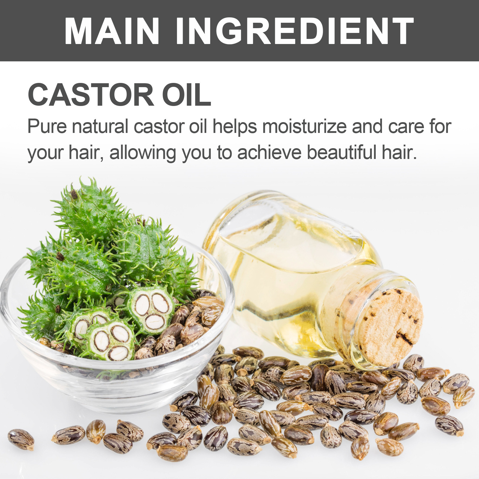 EELHOE castor essential oil  moisturizing pairing dry rough stngthening firming hair, pventing loss and hair_voghion.com