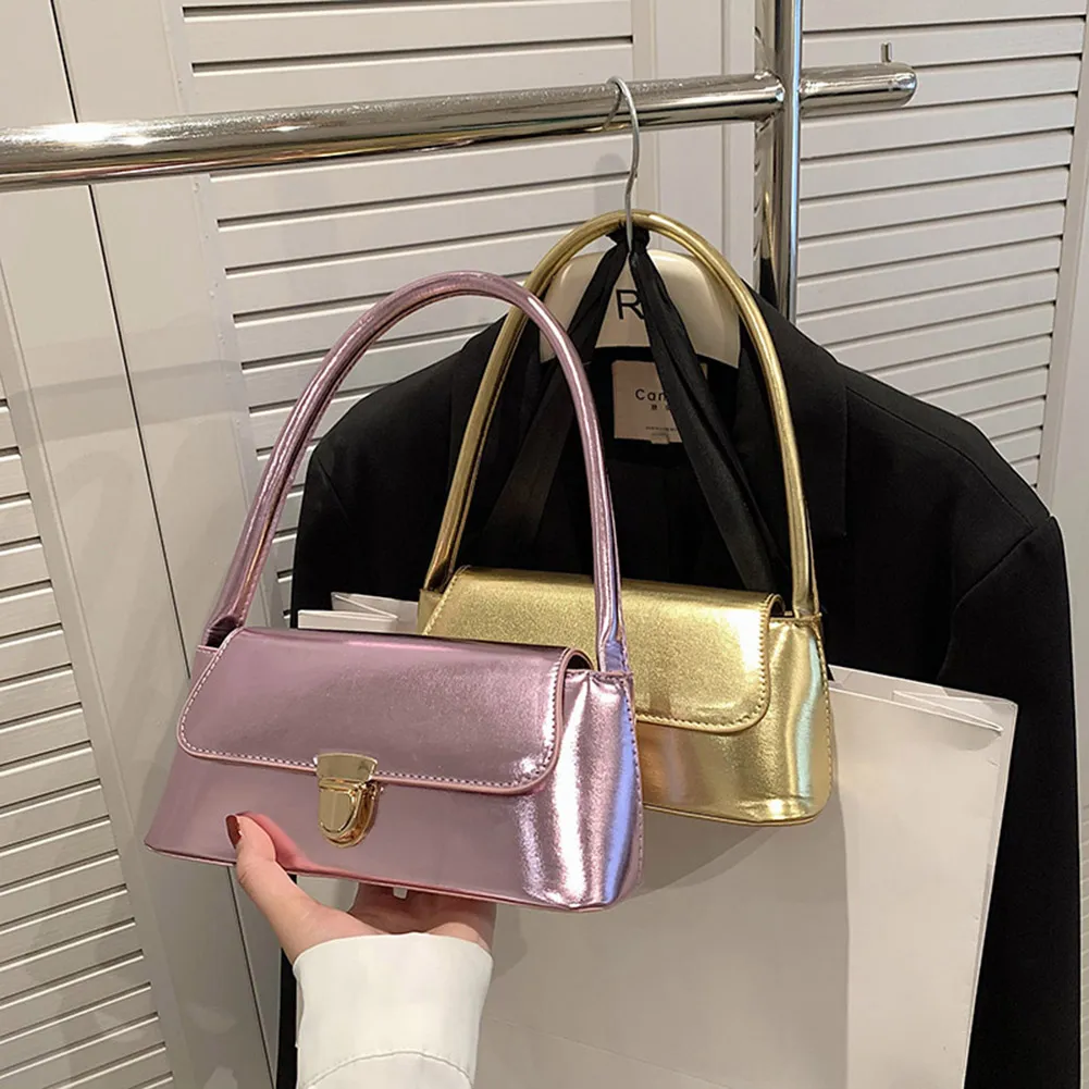 Handtassen voor dames, eenvoudige handtassen met handvat, Franse tote, elegante glanzende oksel, schoudertas van PU-leer voor dames_voghion.com