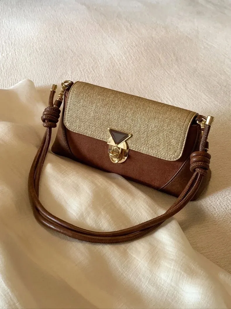 Női válltáska koreai stílusú retro barna PU bőr vintage női kis hónaljtáska divatos hölgyek arany záras kézitáska_voghion.com