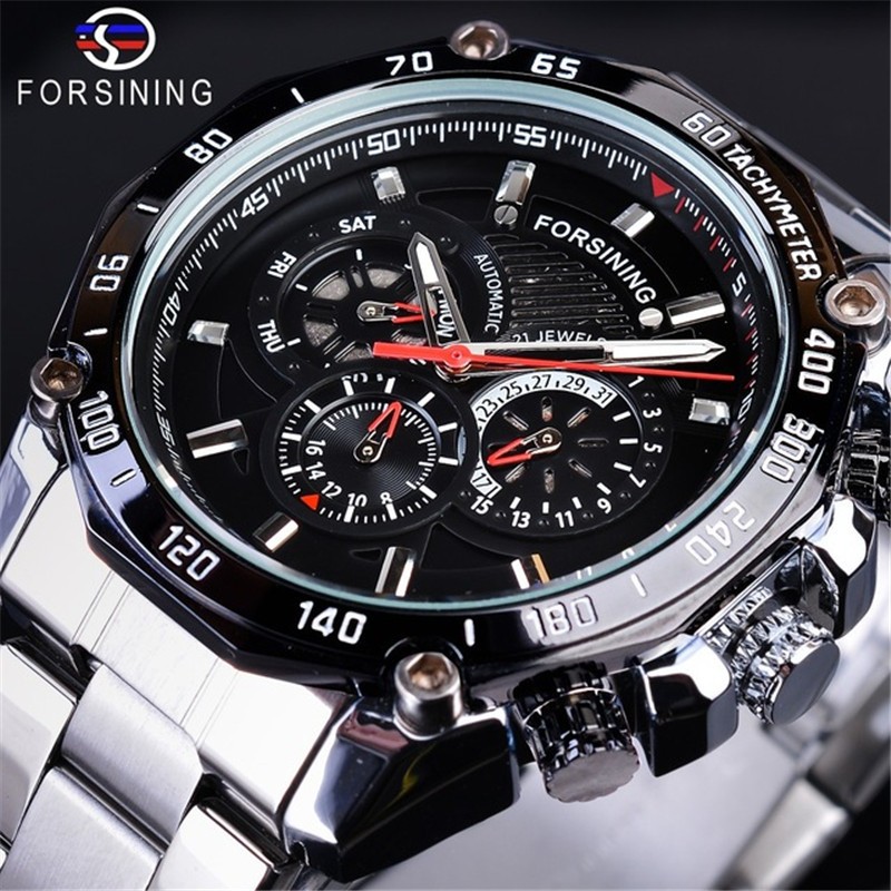 Forsining Originale Herreure Mandlige Luksus Automatisk Mekanisk Ur Herre Vandtæt Full Steel Business Watch_voghion.com