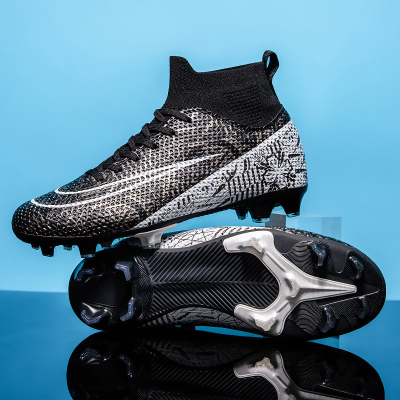 Soccer Shoes Football Shoes High Top Long Nails Black Student Professional Training Shoes Nails Large Size Children’s Football Shoes