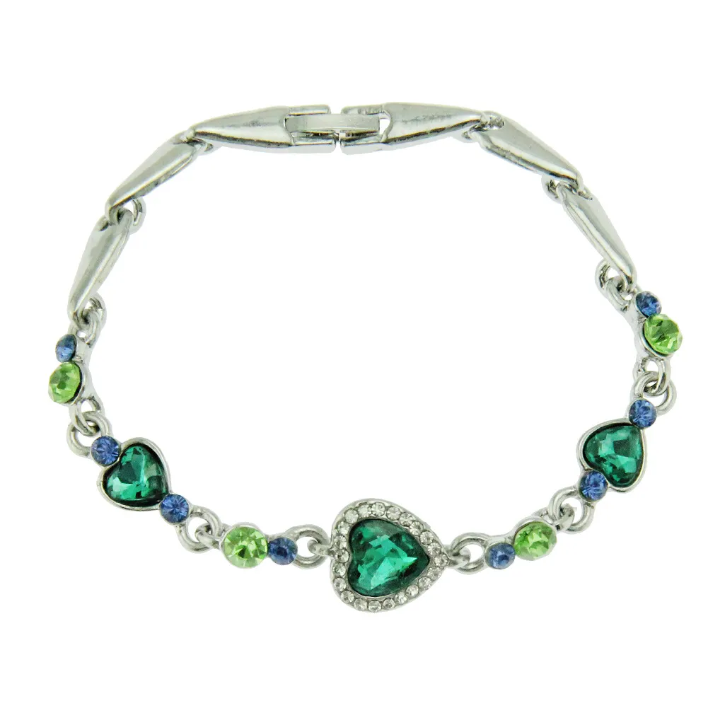 Rhinestone Heart Charm Bracelet With Gold And Silver Chain Style_voghion.com