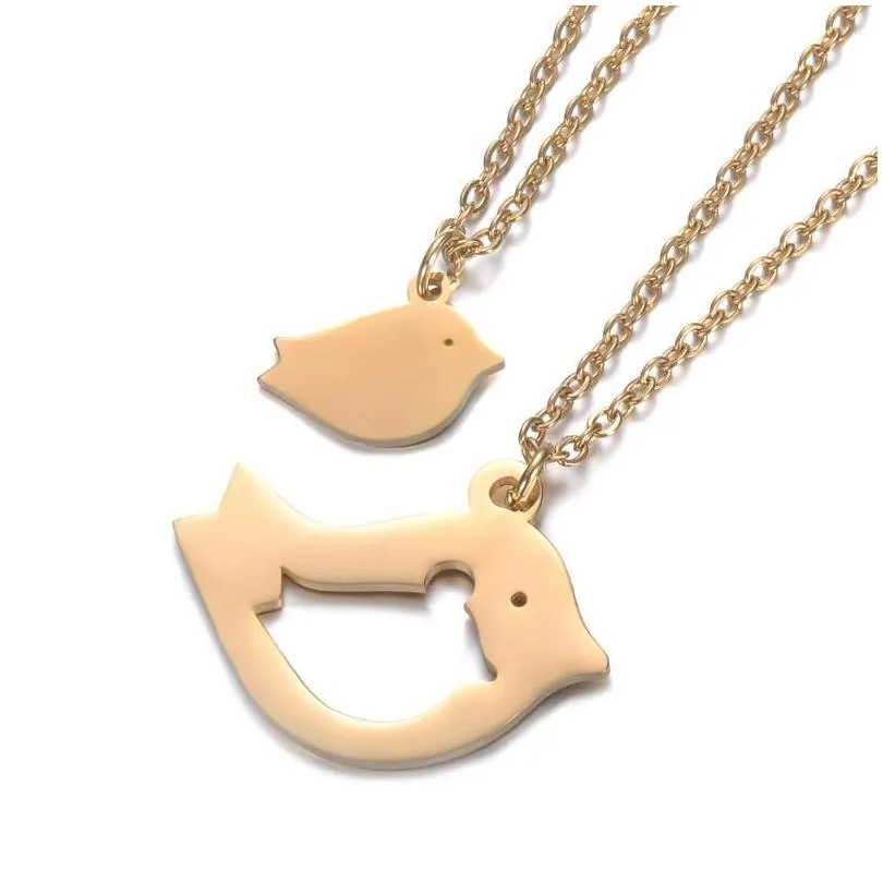 Mutter Duechter Vogel Halskette Aus Edelstahl Schmuck_voghion.com