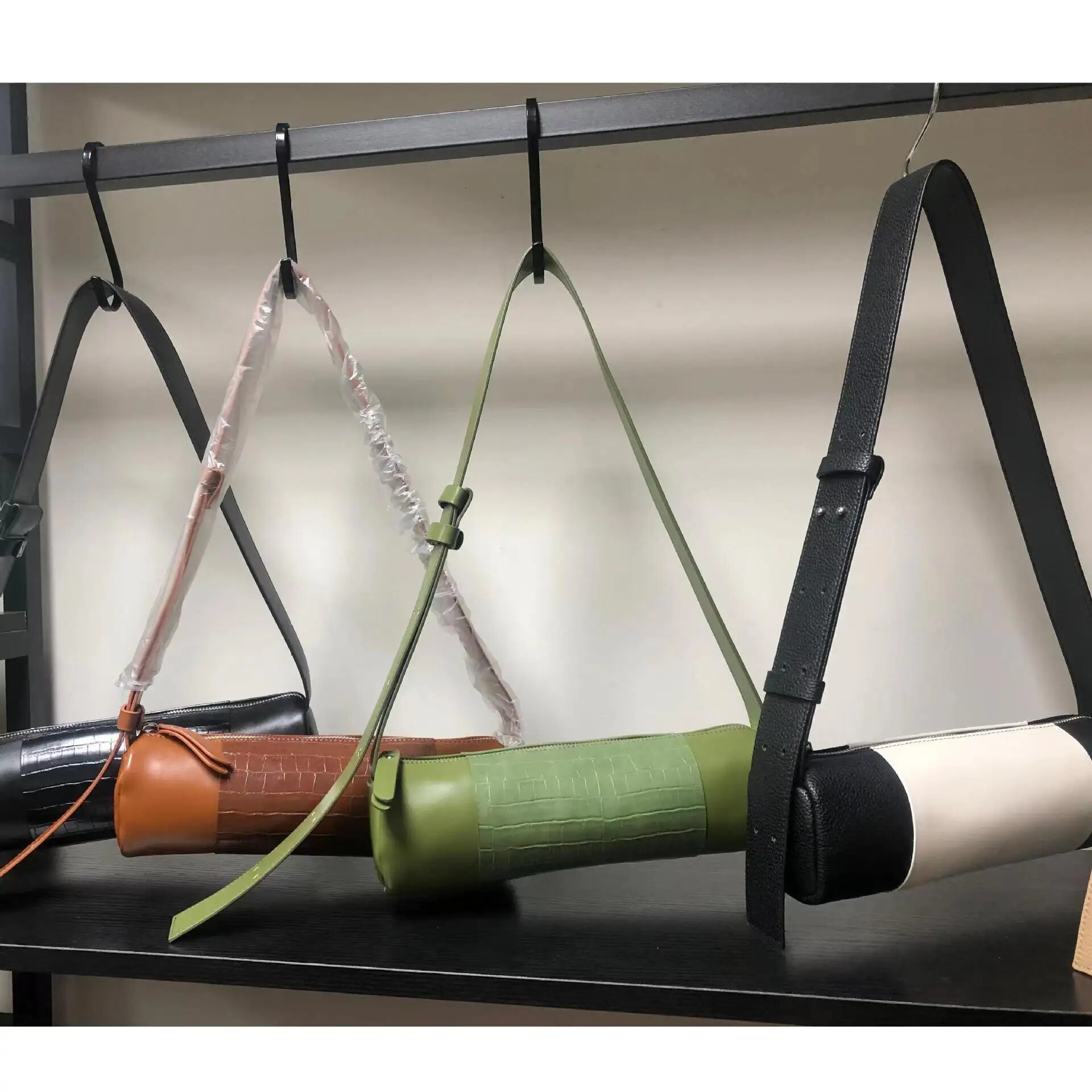 Nouveau porte-stylo cylindrique sous les aisselles large sangle couleur assortie tube de bambou sac à bandoulière_voghion.com